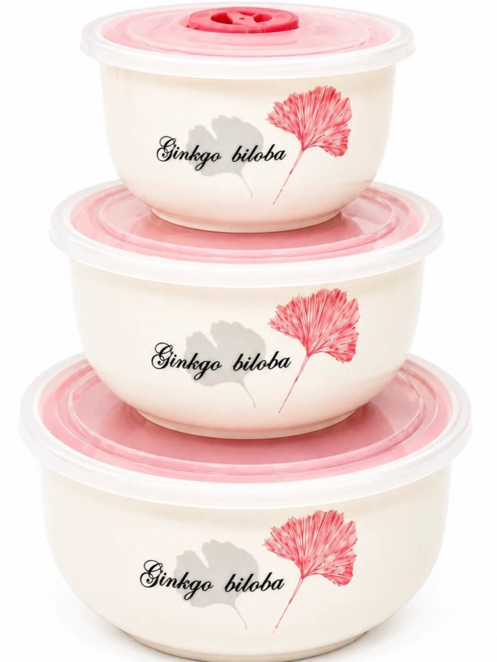 Maison Viore Ceramic Preservation Ginkgo Biloba Bowls Three-Piece Set